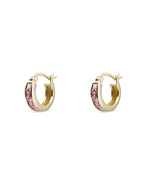 Argento Vivo Princess Cut Huggie Hoop Earrings In Pink/gold