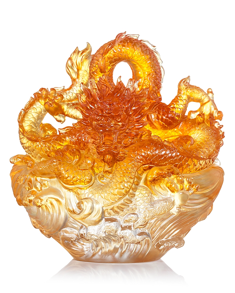 Liuli True Believer Auspicious Joy Crystal Sculpture In Amber