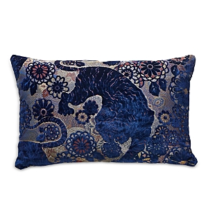 Scalamandre Siberian Tiger Decorative Lumbar Pillow, 22 X 14 In Sapphire Flame