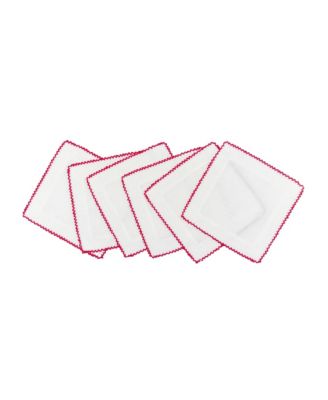 Tina Chen Designs Hand-knotted Fringe Cocktail Napkin 6-piece Set In Lipstick
