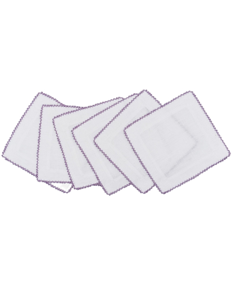 Tina Chen Designs Inverted Picot Edge Cocktail Napkin 6-piece Set In French Lilac