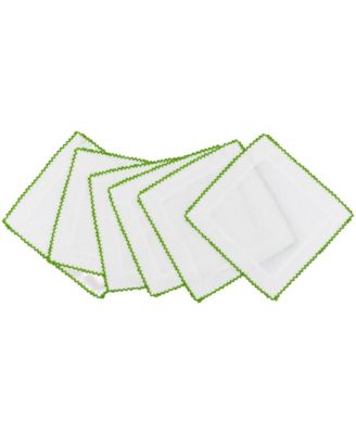 Tina Chen Designs Inverted Picot Edge Cocktail Napkin 6-piece Set In Sage