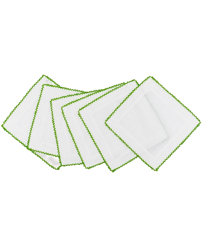 Tina Chen Designs Inverted Picot Edge Cocktail Napkin 6-piece Set In Sage