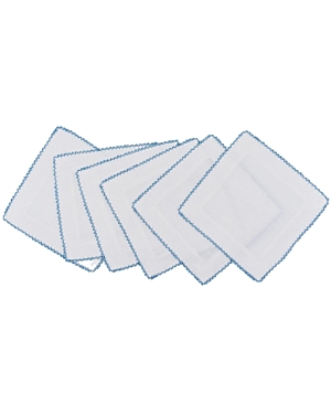 Shop Tina Chen Designs Picot Edge Cocktail Napkins, Set Of 6 In King Blue