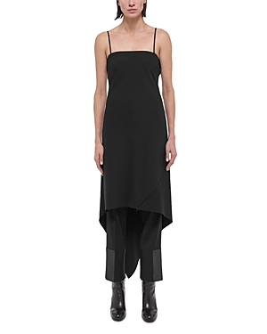 Shop Helmut Lang Scarf Hem Wool Dress In Black