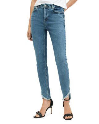 ALLSAINTS - Dax High Rise Asymmetric Hem Jeans in Hunter Blue