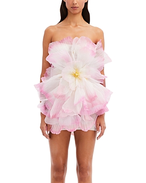 Strapless 3D Floral Mini Dress