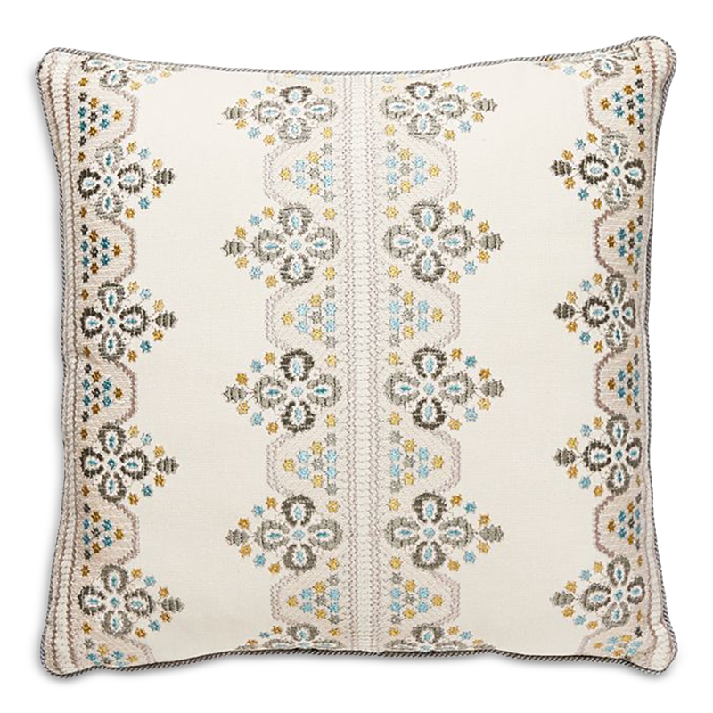 Scalamandre Imogen Embroidery Decorative Pillow, 18 X 18 In Earl Gray