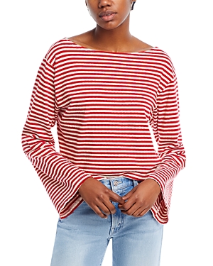 Shop Mother The Skipper Bell Tee In Red And Natural