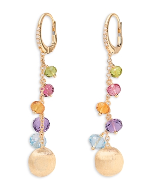 Marco Bicego 18k Yellow Gold Africa Multi Gemstone & Diamond Drop Earrings In Multi/gold