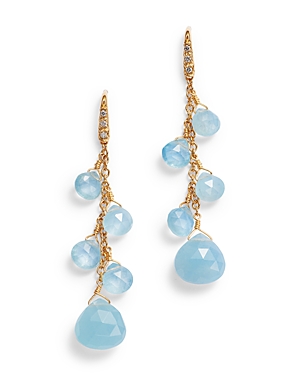 Marco Bicego 18k Yellow Gold Paradise Aquamarine & Diamond Chain Drop Earrings - 100% Exclusive In Blue/gold