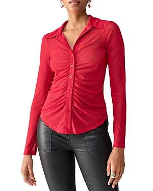 Shop Sanctuary Sweetener Ruched Mesh Shirt In Roccoco