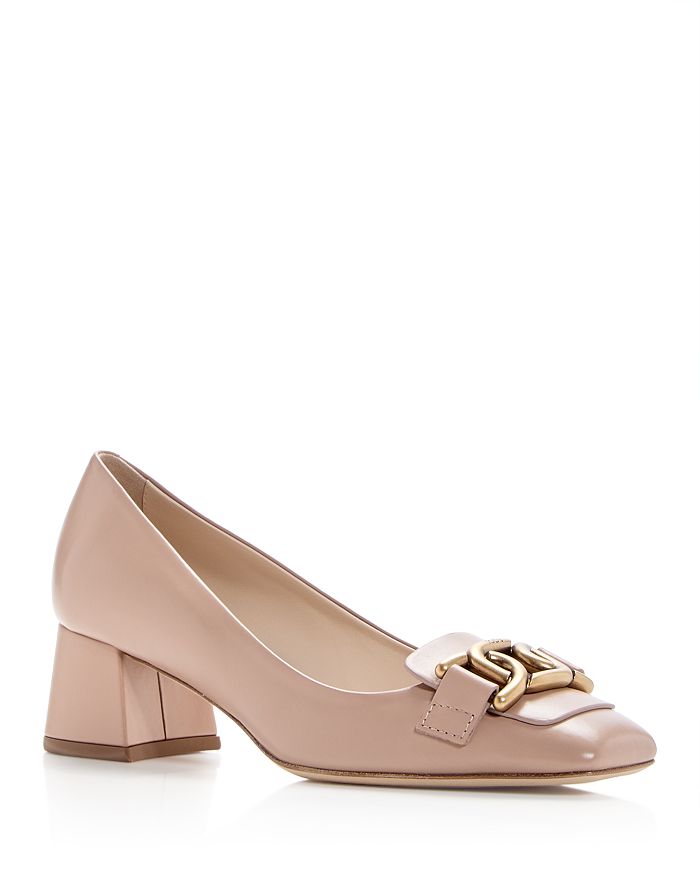 Tod's block heel best sale pumps