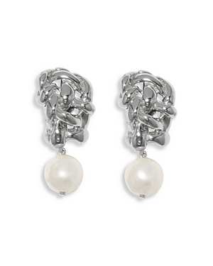 Completedworks Knotted Freshwater Pearl Drop Earrings In Metallic