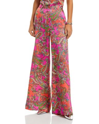 L'AGENCE Gavin Silk Paisley Wide Leg Pants | Bloomingdale's