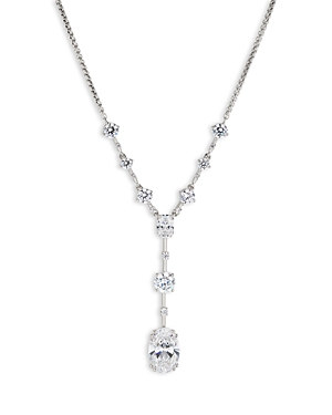 Nadri Oval Stone Drop Y Necklace In 18k Gold Plated, 16 In Silver
