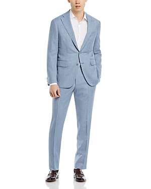 Canali Capri Wool & Linen Melange Slim Fit Suit In Blue
