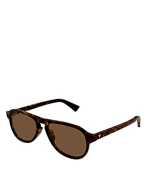 Shop Bottega Veneta Bold Triangle Stud Pilot Sunglasses, 55mm In Havana/brown Solid