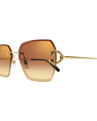 Decor 24 Carat Gold Plated Rimless Butterfly Sunglasses, 58mm