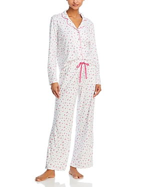 Shop Pj Salvage Long Sleeve Pointelle Printed Pajama Set In Ivory