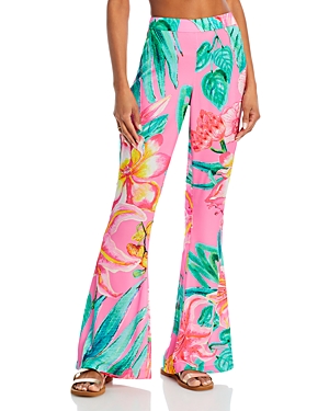 Shop Rococo Sand Silk Flare Pants In Pink