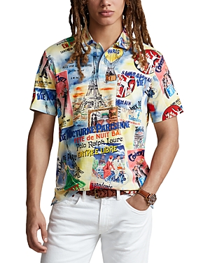 Shop Polo Ralph Lauren Cotton Standard Fit Pocket Polo Shirt In City Of Lights Poster