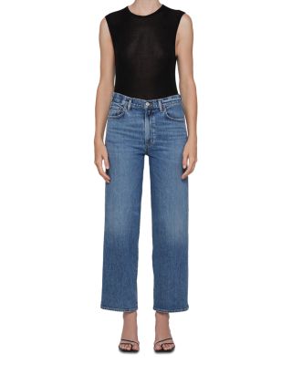 Harper Mid Rise Wide Ankle Jeans in Moor