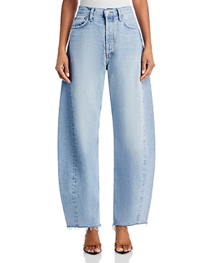 Shop Agolde Luna High Rise Pieced Bowed Leg Jeans In Void