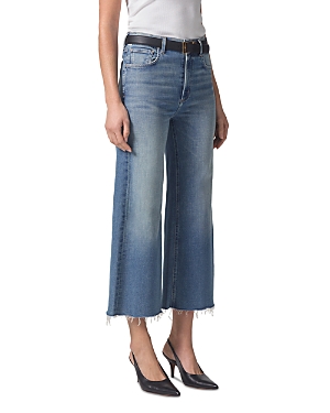 Shop Citizens Of Humanity Cropped Wide Leg Jeans In Blue In Abliss