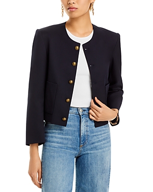 Frame Button-front Jacket In Navy