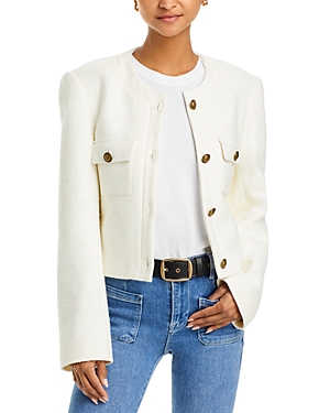 Shop Frame Cotton Textured Jacket In Cream