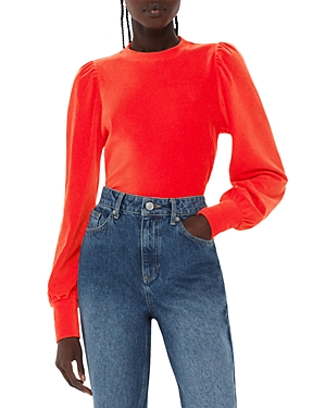 Whistles Puff Sleeve Cord Top In Red