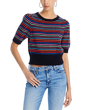 Shop Mother The Powder Puff Striped Sweater In Lite Bright