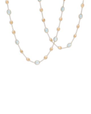 Marco Bicego 18K Yellow Gold Siviglia Aquamarine Long Statement Necklace, 36