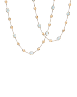 Shop Marco Bicego 18k Yellow Gold Siviglia Aquamarine Long Statement Necklace, 36 In Blue/gold