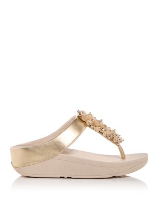 Women&#39;s Fino Embellished Wedge Thong Sandals