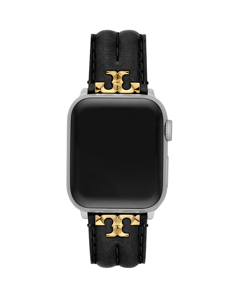 Tory Burch Apple Watch Kira Black Leather Strap, 38mm-45mm