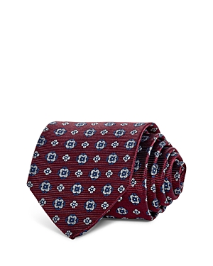 The Men's Store At Bloomingdale's Mixed Floral Medallion Silk Classic Tie - 100% Exclusive In Burgundy