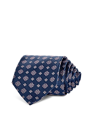 The Men's Store At Bloomingdale's Mixed Floral Medallion Silk Classic Tie - 100% Exclusive In Navy/pink