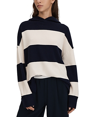 Shop Reiss Ally Hooded Sweater In Navy/ivory