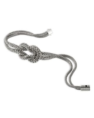 Classic Chain Love Knot Double Strand Collar Necklace, 16"