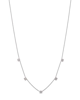 Bloomingdale's Fine Collection - Diamond Halo Station Necklace in 14K White Gold, 0.40 tcw