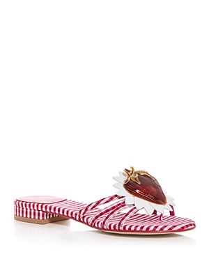 Shop Jeffrey Campbell Women's Abeegail Gingham Slide Sandals In Red/white/gingham/strawberry