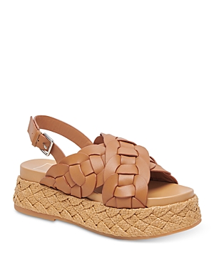 Dolce Vita Winder Basketweave Slingback Platform Sandal In Tan Leather