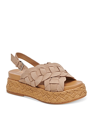 Dolce Vita Women's Winder Crossover Strap Espadrille Platform Sandals In Camel Suede