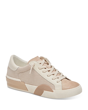 Shop Dolce Vita Women's Zina Low Top Sneakers In White/dune Embossed Leather