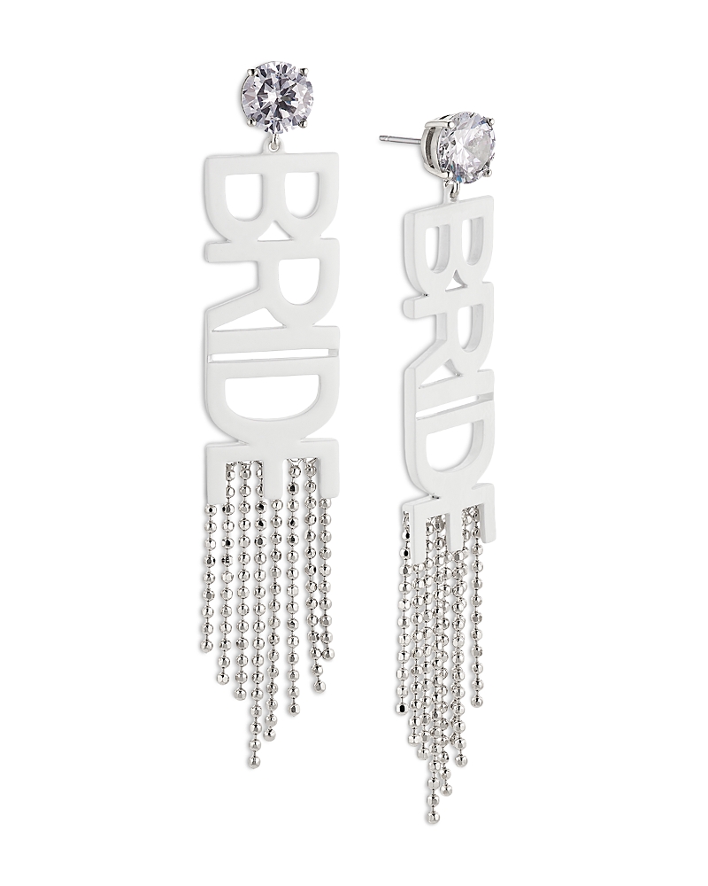 Nadri Bride Crystal Fringe Earrings In Silver/white