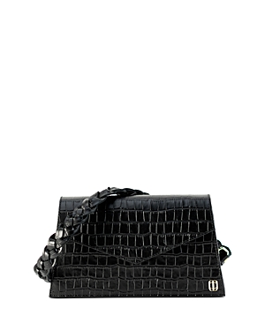 Shop Anima Iris Zaya Geo Shoulder Bag In Black Embossed Croc