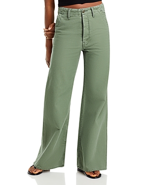 Shop Mother The Major Sneak Roller High Rise Wide Leg Jeans In Roger That
