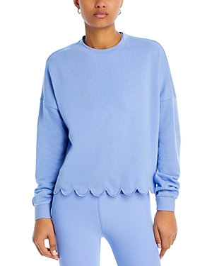 Shop Aqua Athletic Scalloped Sweatshirt - 100% Exclusive In Cornflower